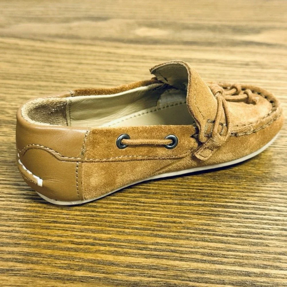 Mayoral Loafers Boys Size 21 Tan Suede Leather Moccasin Slip On Dress Shoes‎